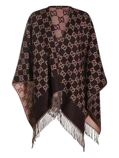 Gucci GG-patterned fringed poncho - Brown - zdjęcie produktu nr 1