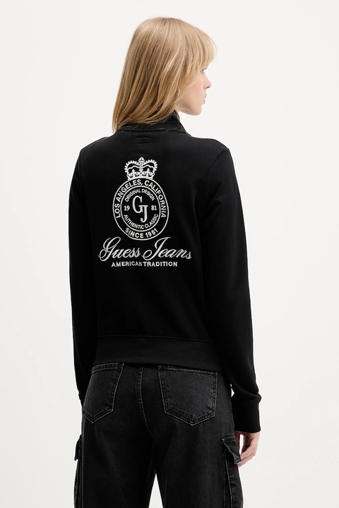 Guess Jeans bluza bawełniana damska kolor czarny z aplikacją W5YQ17 K68I4 - zdjęcie produktu nr 2