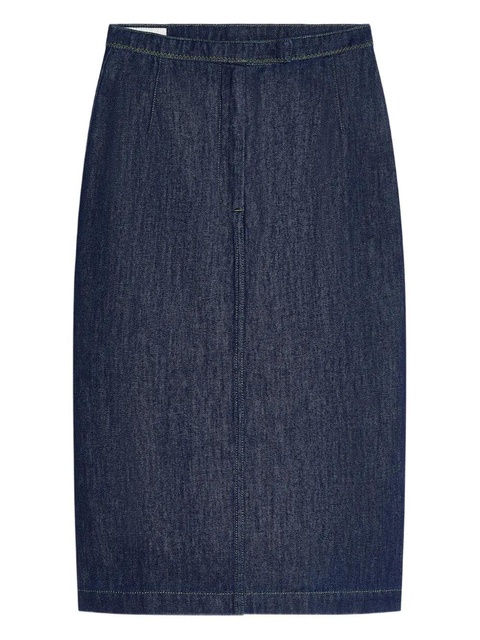 DRIES VAN NOTEN denim pleated-detail midi skirt - Blue - zdjęcie produktu nr 1