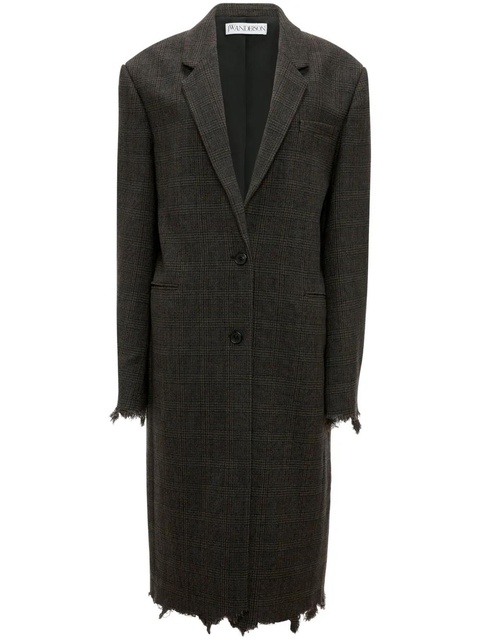 JW Anderson check-print distressed-effect coat - Black - zdjęcie produktu nr 1