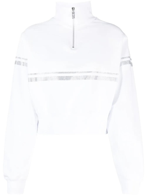 GCDS rhinestone-embellished cropped sweatshirt - White - zdjęcie produktu nr 1