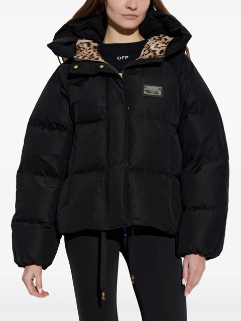 Dolce & Gabbana hooded logo-plaque puffer jacket - Black - zdjęcie produktu nr 2