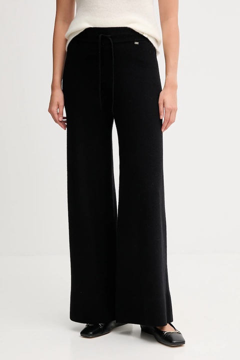 Gaudi spodnie damskie kolor czarny szerokie high waist 521FD23002 - zdjęcie produktu nr 1