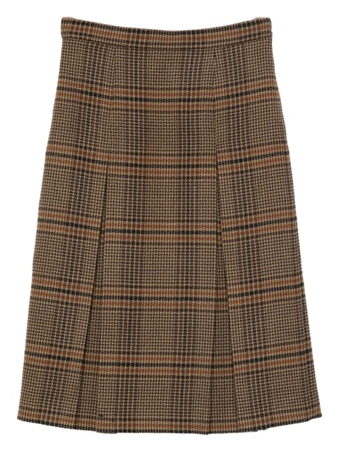 Saint Laurent pleated check midi skirt - Brown - zdjęcie produktu nr 1