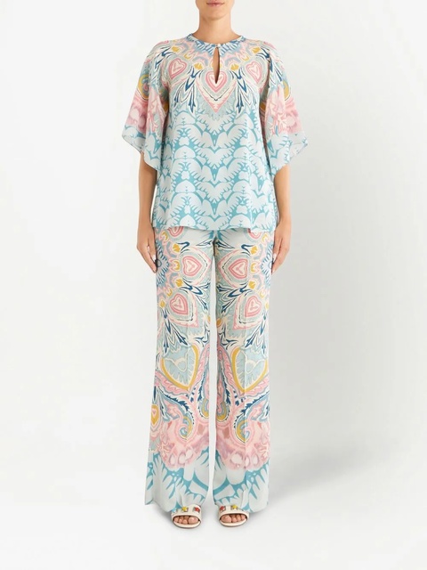 ETRO graphic-print silk blouse - Blue - zdjęcie produktu nr 2