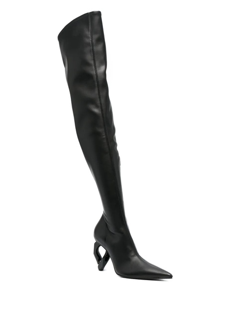 JW Anderson 95mm chain-heel leather boots - Black - zdjęcie produktu nr 1