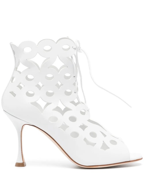 Manolo Blahnik Taralo 90mm cut-out boots - White - zdjęcie produktu nr 1
