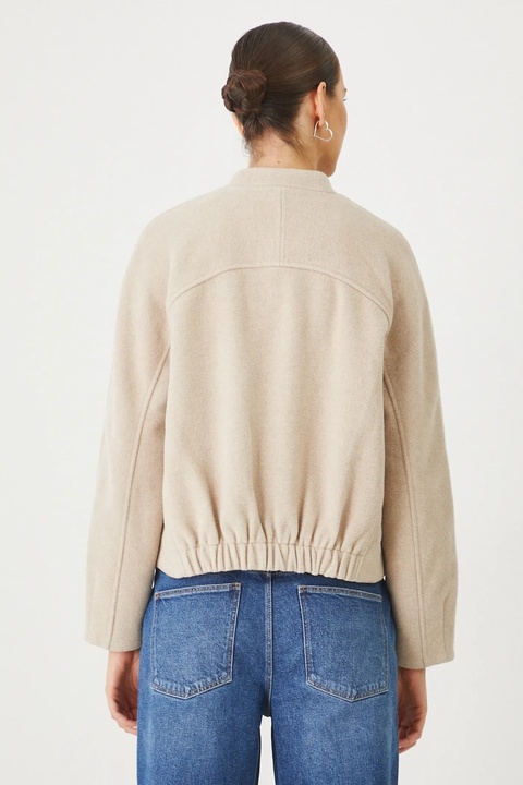 Medicine kurtka z domieszką wełny damska kolor beżowy przejściowa oversize - zdjęcie produktu nr 2