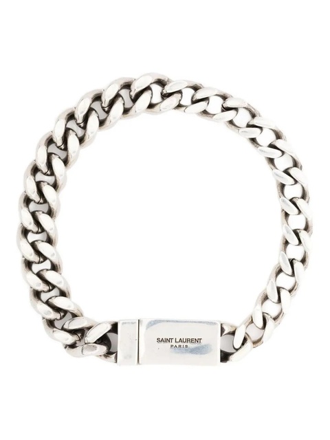 Saint Laurent engraved-logo chain-link bracelet - Silver - zdjęcie produktu nr 1