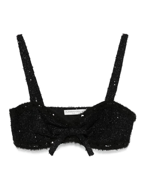 Alessandra Rich sequin-embellished bow top - Black - zdjęcie produktu nr 1