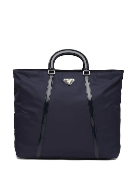 Prada logo plaque tote bag - Blue - zdjęcie produktu nr 1