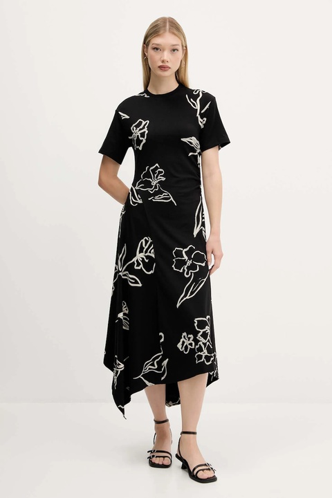 Desigual sukienka CALMA kolor czarny midi rozkloszowana 25WWVK44 - zdjęcie produktu nr 1