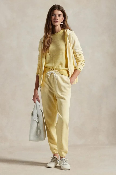 Polo Ralph Lauren spodnie dresowe bawełniane kolor żółty gładkie 211935585 - zdjęcie produktu nr 1