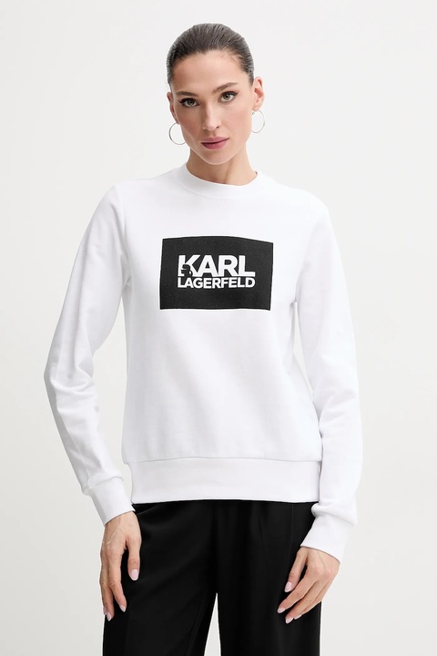 Karl Lagerfeld bluza bawełniana damska kolor biały z nadrukiem ASW20006 - zdjęcie produktu nr 1