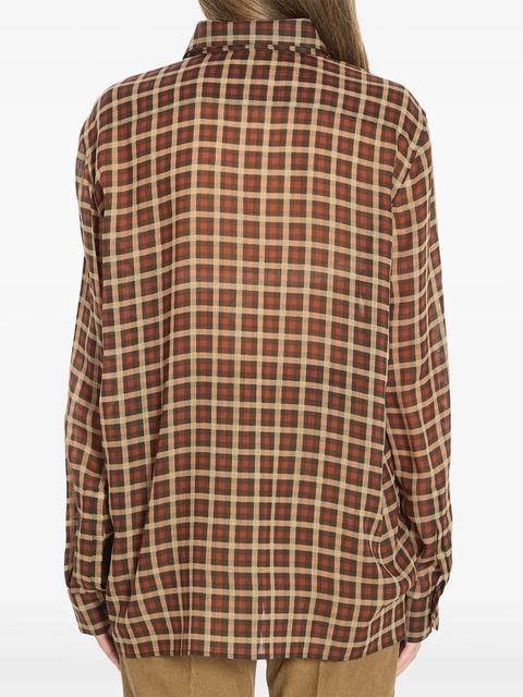 Saint Laurent long-sleeve wool tie-neck shirt - Red - zdjęcie produktu nr 2