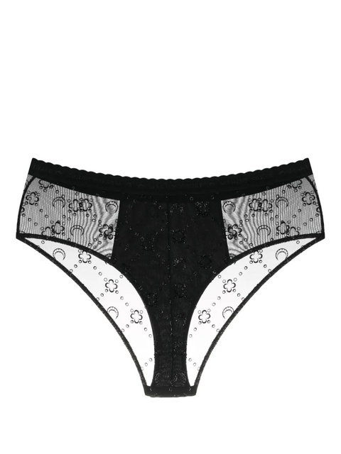 Marine Serre Moonogram-flocked mesh briefs - Black - zdjęcie produktu nr 2
