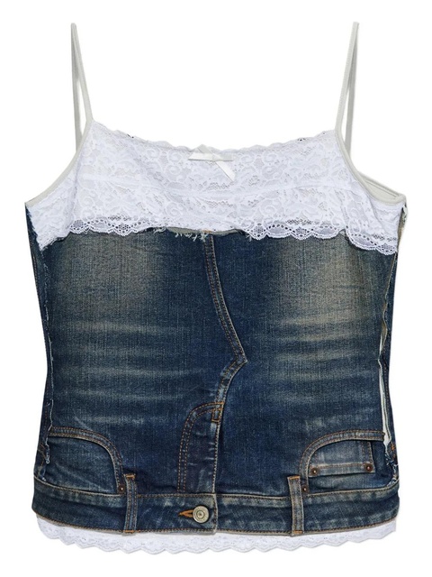 Balenciaga lace cotton top - Blue - zdjęcie produktu nr 1