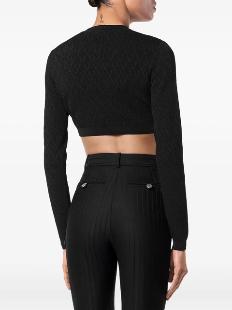Versace geometric-pattern cropped cardigan - Black - zdjęcie produktu nr 2