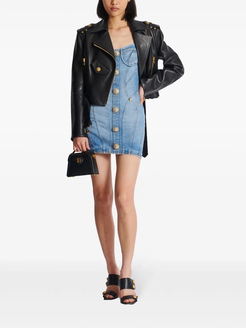 Balmain button-embellished denim minidress - Blue - zdjęcie produktu nr 2