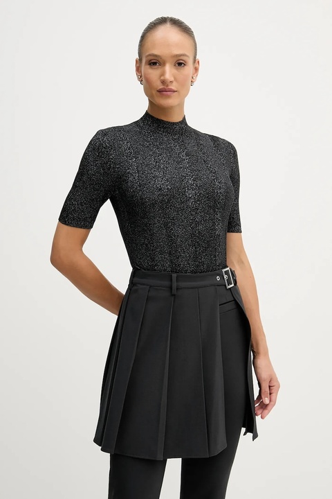 Sisley sweter z dodatkiem wełny damski kolor czarny lekki z półgolfem 1WH2M2025 - zdjęcie produktu nr 1