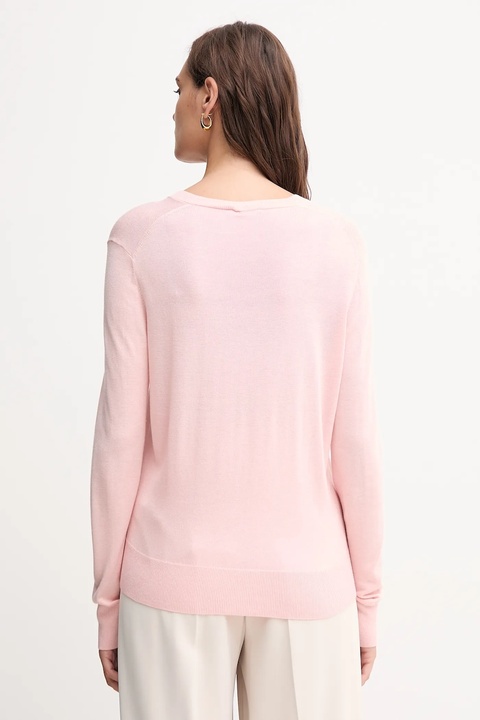 United Colors of Benetton sweter z domieszką jedwabiu damski kolor różowy lekki 1ZRED402L - zdjęcie produktu nr 2