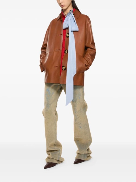 Acne Studios leather buttoned coat - Brown - zdjęcie produktu nr 2