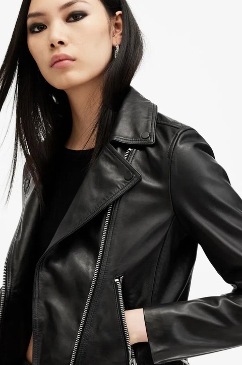 AllSaints kurtka skórzana DALBY damska kolor czarny przejściowa W086LB - zdjęcie produktu nr 2