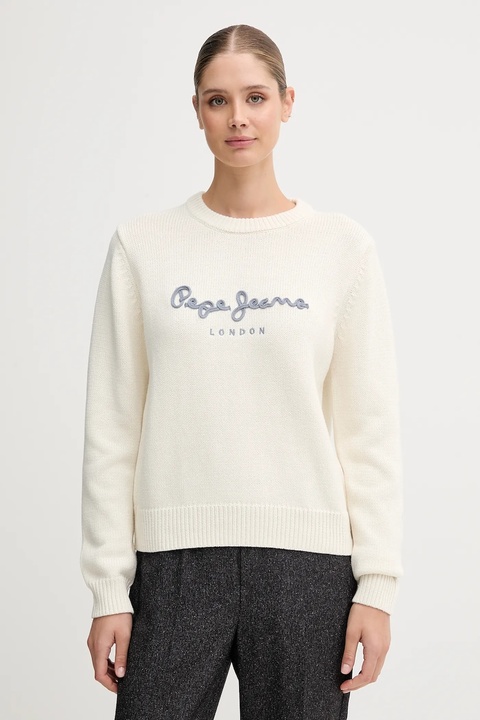 Pepe Jeans sweter bawełniany damski kolor beżowy PL7000024 - zdjęcie produktu nr 1