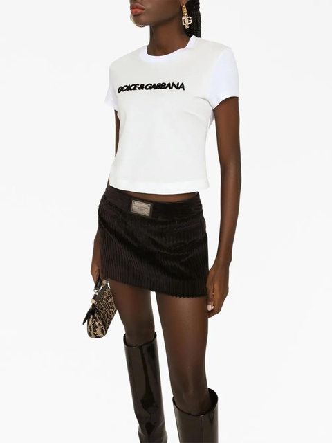 Dolce & Gabbana logo-embroidered stretch-cotton T-shirt - White - zdjęcie produktu nr 2
