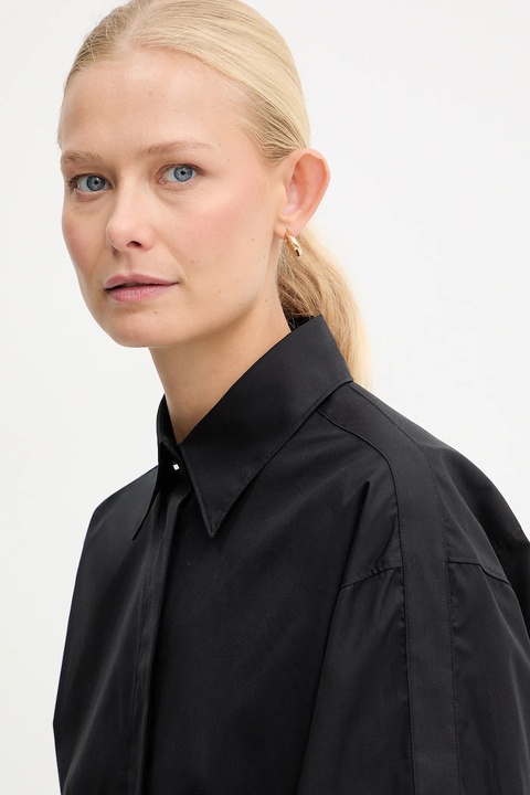 BOSS koszula bawełniana damska kolor czarny relaxed z kołnierzykiem klasycznym 50548455 - zdjęcie produktu nr 2