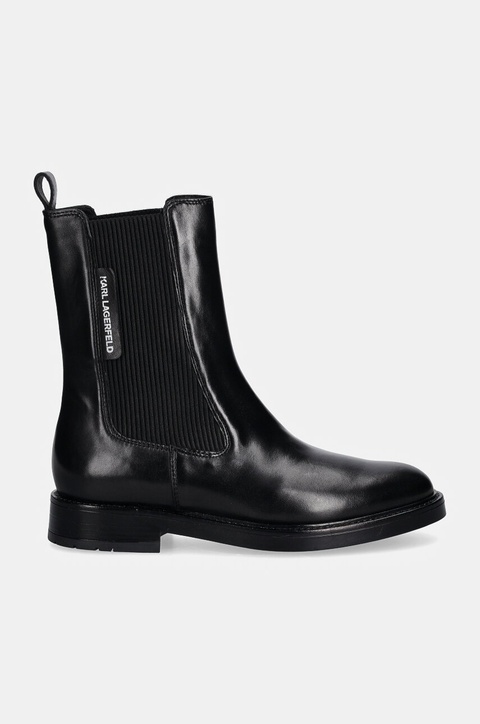 Karl Lagerfeld sztyblety skórzane BLAKE damskie kolor czarny na płaskim obcasie KL41460 - zdjęcie produktu nr 1