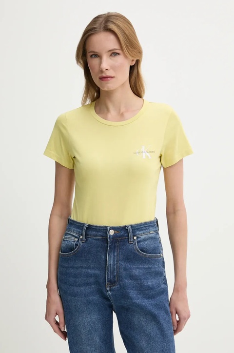 Calvin Klein Jeans t-shirt bawełniany 2-pack damski kolor żółty J20J219734 - zdjęcie produktu nr 1