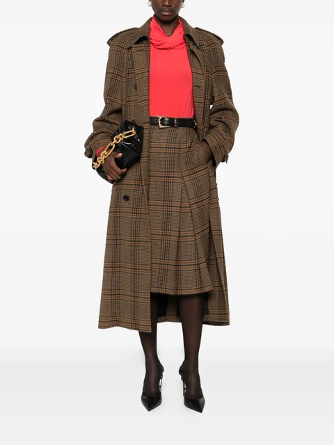 Saint Laurent pleated check midi skirt - Brown - zdjęcie produktu nr 2
