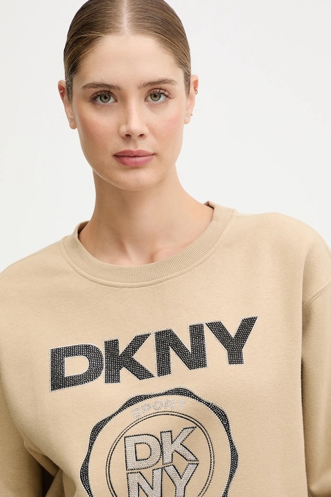 Dkny bluza damska kolor beżowy z nadrukiem DP5T1340 - zdjęcie produktu nr 2