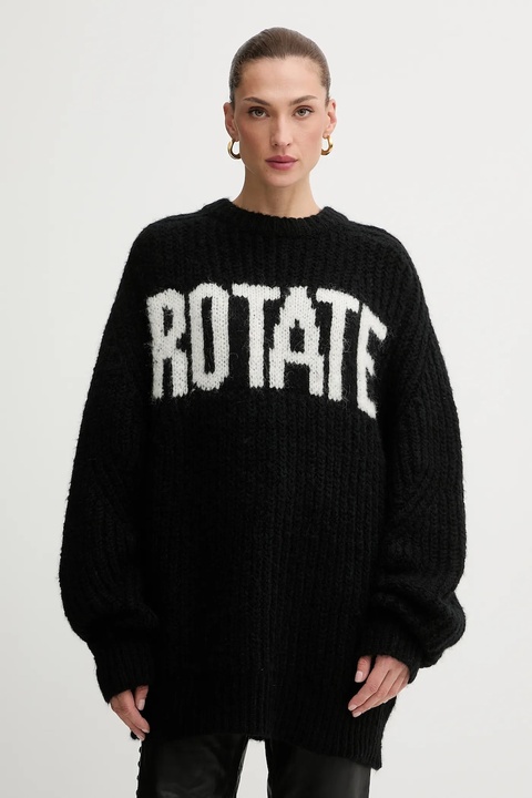 Rotate sweter z dodatkiem wełny damski kolor czarny ciepły 114910100 - zdjęcie produktu nr 1