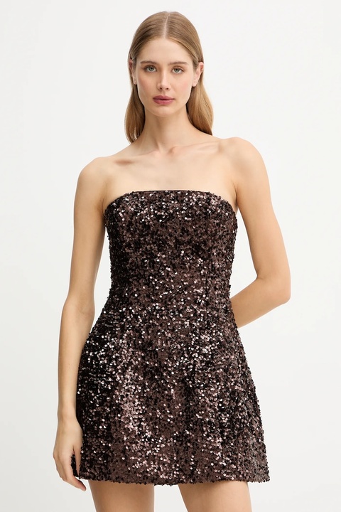 Bardot sukienka kolor brązowy mini rozkloszowana 60027DB - zdjęcie produktu nr 1