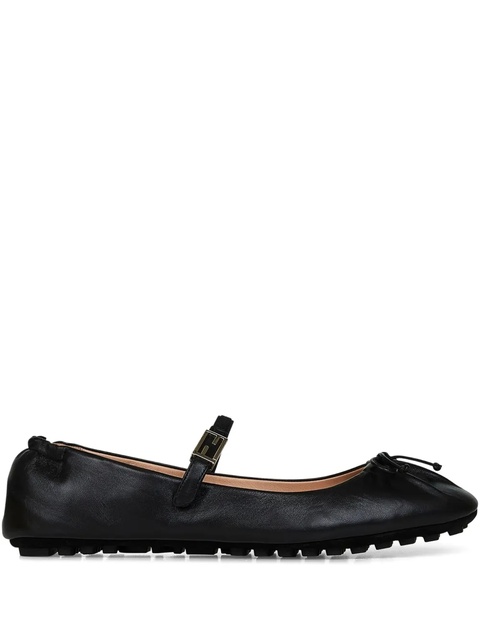 FENDI FF-logo buckle bow-detail ballet flats - Black - zdjęcie produktu nr 1