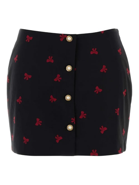Alessandra Rich bow-print button skirt - Black - zdjęcie produktu nr 1