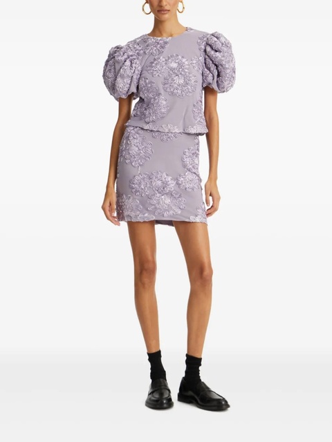 ROTATE BIRGER CHRISTENSEN puff-sleeve floral-embellished top - Purple - zdjęcie produktu nr 2