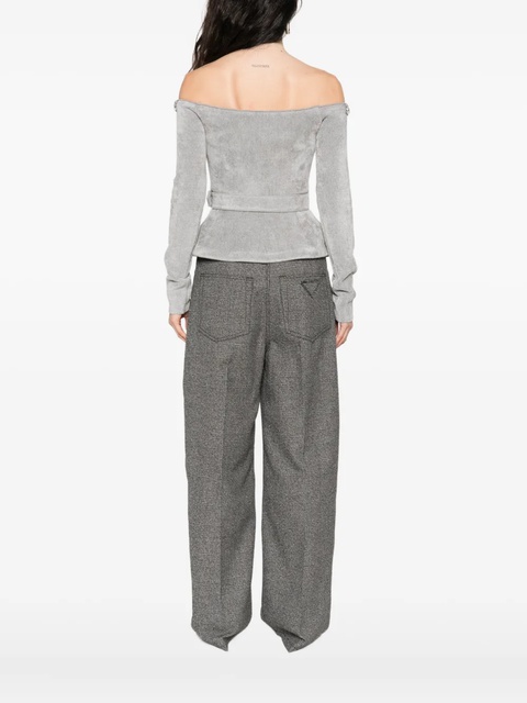 Self-Portrait embellished belted top - Grey - zdjęcie produktu nr 2