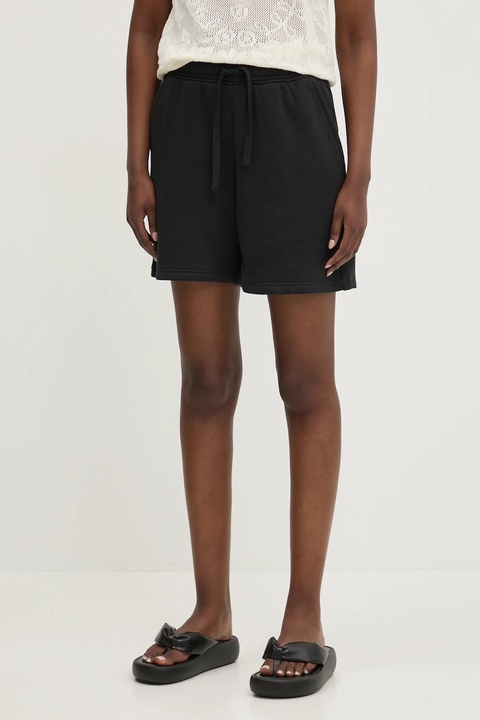 Herschel szorty bawełniane damskie kolor czarny gładkie high waist 50307-00001 - zdjęcie produktu nr 2