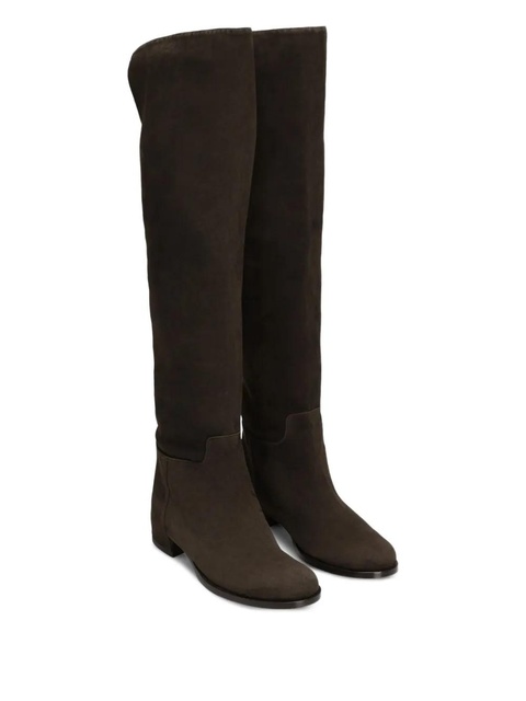 Dolce & Gabbana logo-plaque suede boots - Brown - zdjęcie produktu nr 2