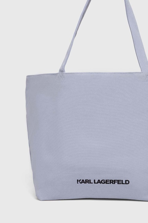 Karl Lagerfeld torebka bawełniana kolor niebieski - zdjęcie produktu nr 2