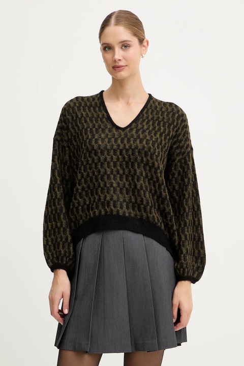 United Colors of Benetton sweter z dodatkiem wełny damski kolor zielony lekki 1012E403C - zdjęcie produktu nr 1