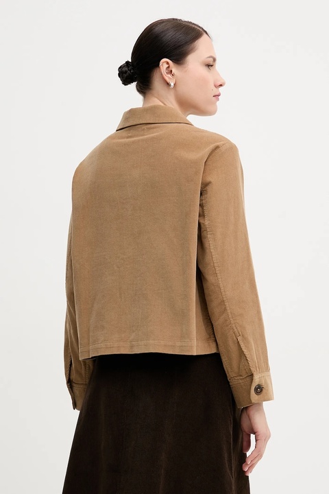 United Colors of Benetton koszula sztruksowa kolor brązowy regular z kołnierzykiem klasycznym 294BDN091 - zdjęcie produktu nr 2