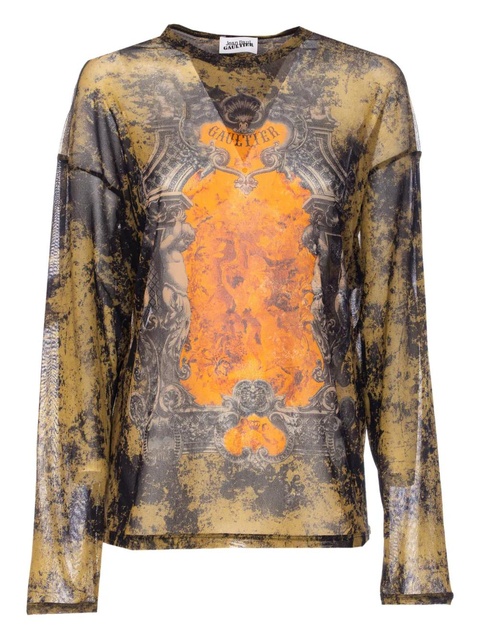 Jean Paul Gaultier graphic-print sheer top - Black - zdjęcie produktu nr 1