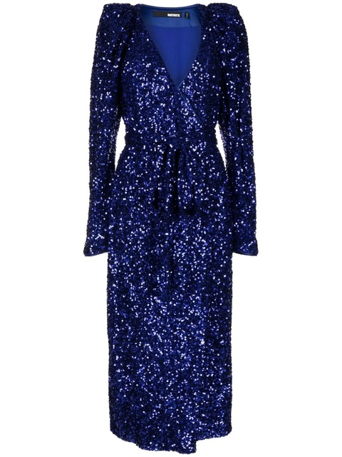 ROTATE BIRGER CHRISTENSEN sequin-embellished wrap midi dress - Blue - zdjęcie produktu nr 1