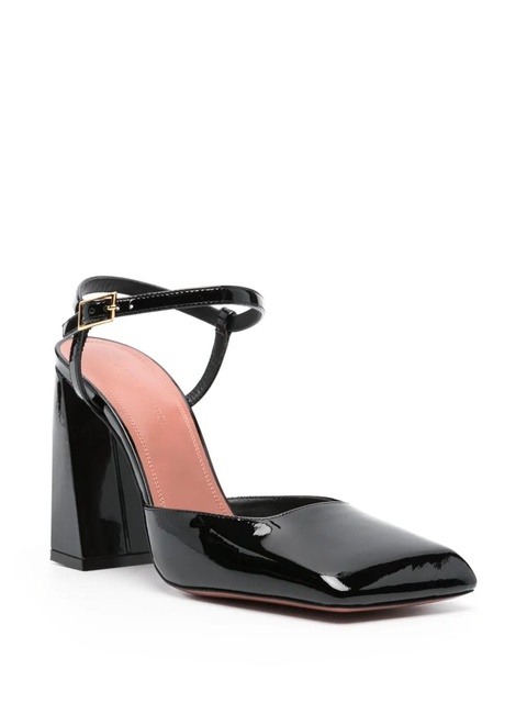 Amina Muaddi Charlotte 95 patent leather pumps - Black - zdjęcie produktu nr 1