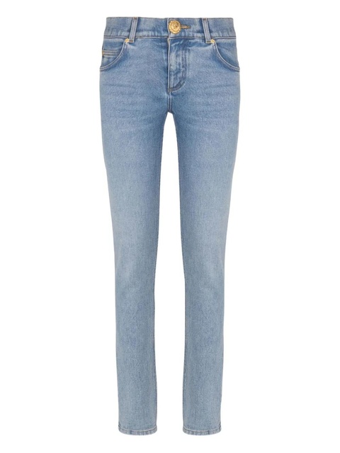 Balmain faded-wash button-embellished jeans - Blue - zdjęcie produktu nr 1