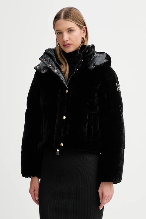 Elisabetta Franchi kurtka welurowa kolor czarny zimowa PI82D56E2 - zdjęcie produktu nr 1